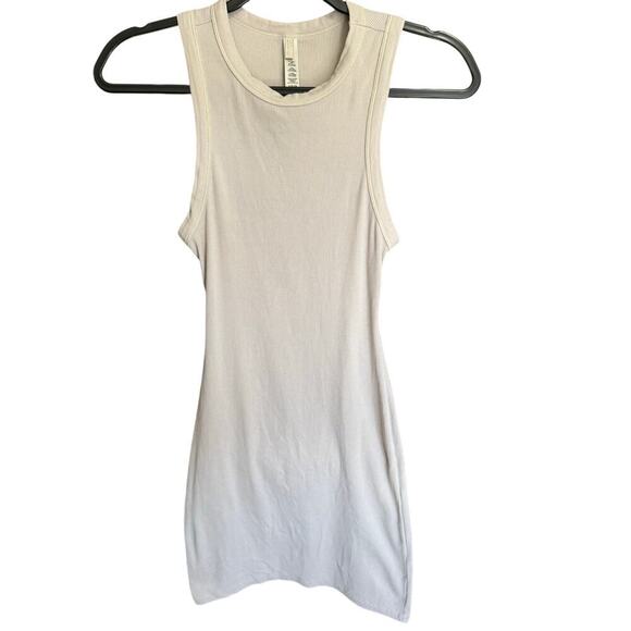 Skims Tank Mini Dress Ribbed Knit Sleeveless Scoop Neckline Beige Size Small - Picture 4 of 11